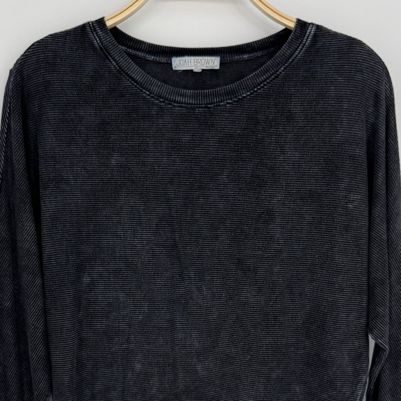 Joah Brown Vital Long Sleeve Top One Size Charcoal Grey Ribbed Minimalist Lounge - Picture 4 of 8